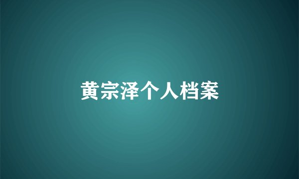 黄宗泽个人档案
