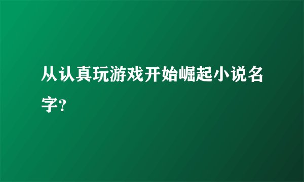 从认真玩游戏开始崛起小说名字？