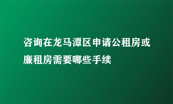 咨询在龙马潭区申请公租房或廉租房需要哪些手续