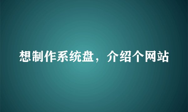 想制作系统盘，介绍个网站