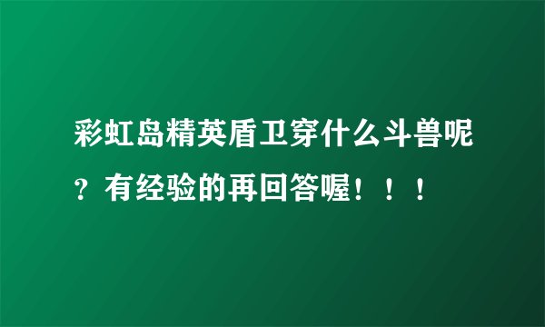 彩虹岛精英盾卫穿什么斗兽呢？有经验的再回答喔！！！