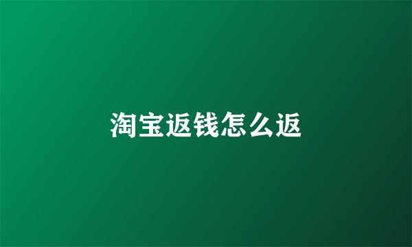 淘宝返钱怎么返