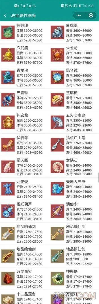 无极仙途法宝图鉴一览