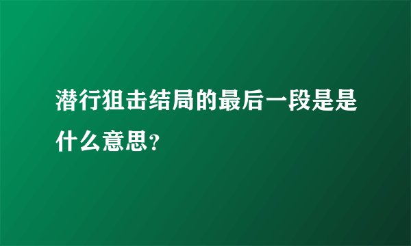 潜行狙击结局的最后一段是是什么意思？