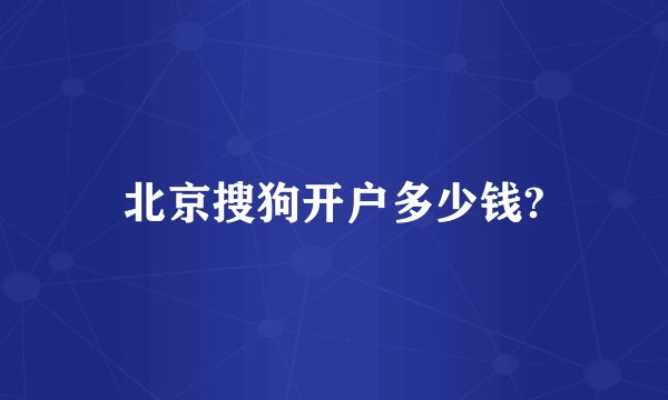 北京搜狗开户多少钱?
