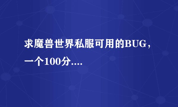 求魔兽世界私服可用的BUG，一个100分....