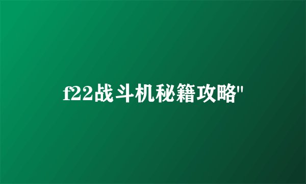 f22战斗机秘籍攻略