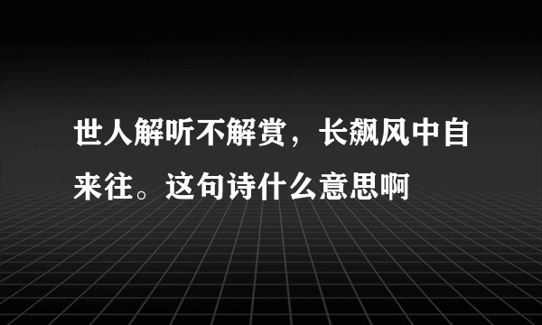 世人解听不解赏，长飙风中自来往。这句诗什么意思啊