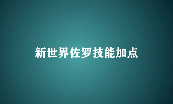 新世界佐罗技能加点