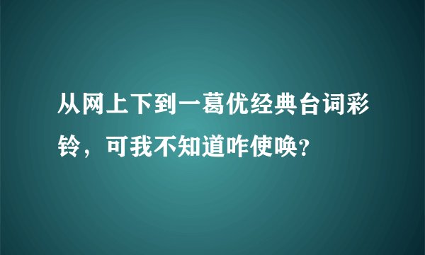 从网上下到一葛优经典台词彩铃，可我不知道咋使唤？