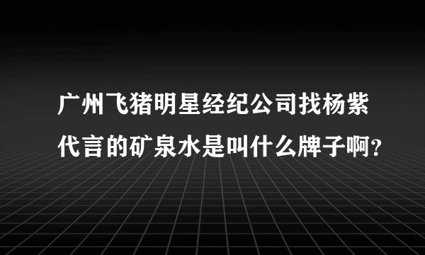 广州飞猪明星经纪公司找杨紫代言的矿泉水是叫什么牌子啊？