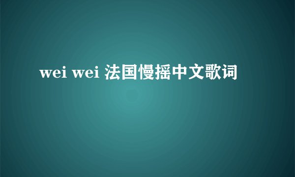 wei wei 法国慢摇中文歌词