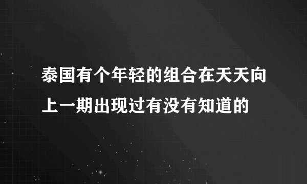 泰国有个年轻的组合在天天向上一期出现过有没有知道的