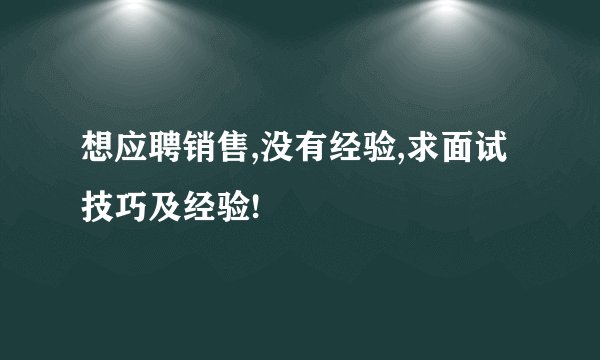 想应聘销售,没有经验,求面试技巧及经验!