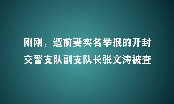 刚刚，遭前妻实名举报的开封交警支队副支队长张文涛被查