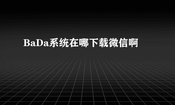 BaDa系统在哪下载微信啊