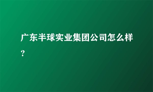 广东半球实业集团公司怎么样？