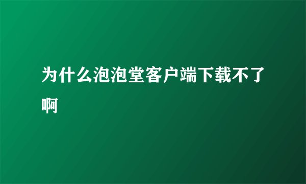 为什么泡泡堂客户端下载不了啊