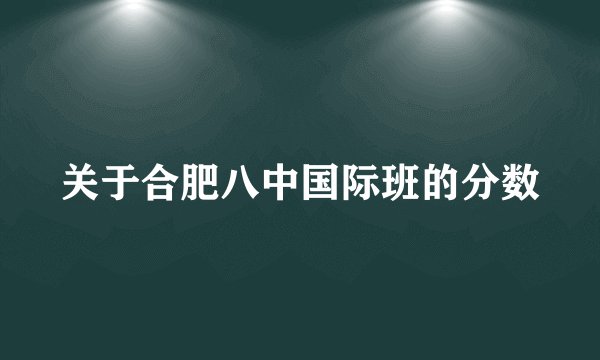 关于合肥八中国际班的分数