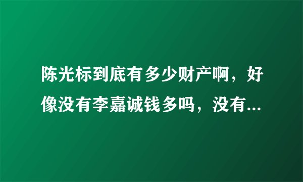 陈光标到底有多少财产啊，好像没有李嘉诚钱多吗，没有的话，这不是在作秀吗，陈光标又拿钱来作秀了