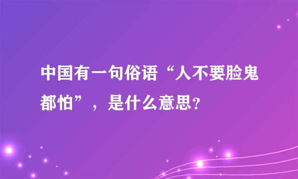 中国有一句俗语“人不要脸鬼都怕”，是什么意思？
