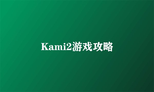 Kami2游戏攻略