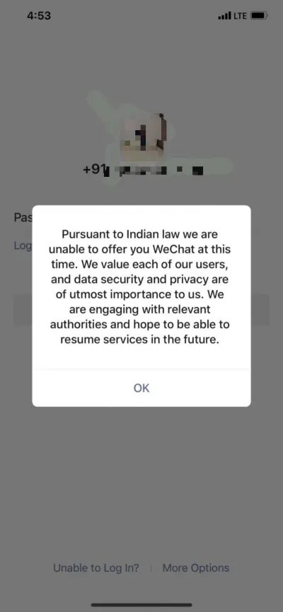 微信停止服务印度用户 登录时会被强制登出