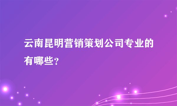 云南昆明营销策划公司专业的有哪些？