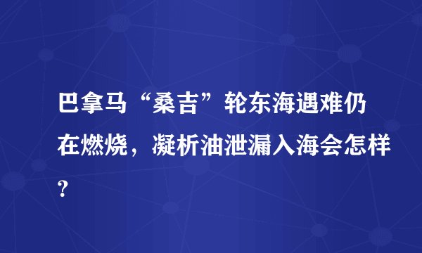 巴拿马“桑吉”轮东海遇难仍在燃烧，凝析油泄漏入海会怎样？