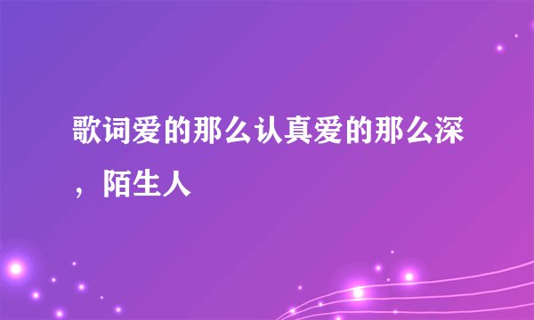 歌词爱的那么认真爱的那么深，陌生人