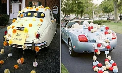婚礼车花可以如何装饰   婚礼车花用仿真鲜花效果如何