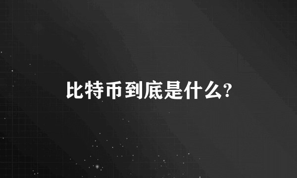 比特币到底是什么?