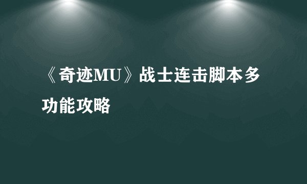 《奇迹MU》战士连击脚本多功能攻略