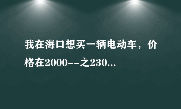 我在海口想买一辆电动车，价格在2000--之2300间，请问我要哪种牌子、款式好呢！帮帮我吧！