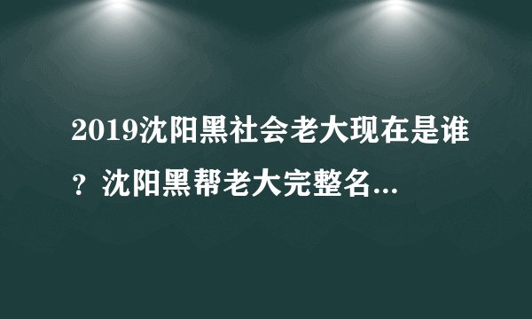 2019沈阳黑社会老大现在是谁？沈阳黑帮老大完整名单及排名