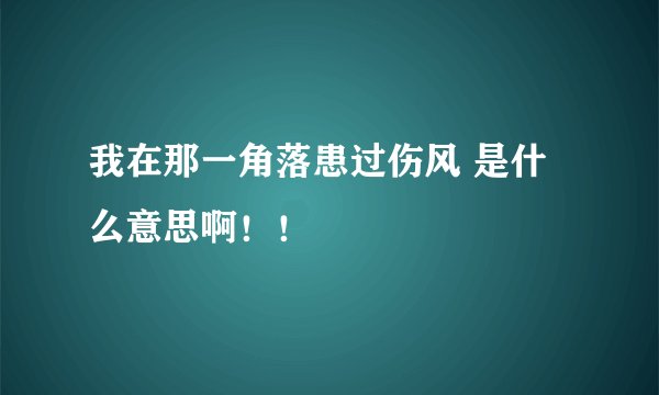 我在那一角落患过伤风 是什么意思啊！！