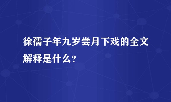 徐孺子年九岁尝月下戏的全文解释是什么？