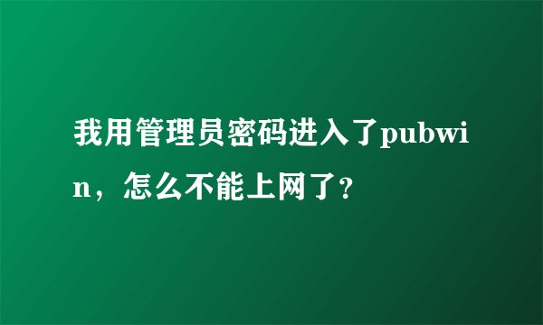 我用管理员密码进入了pubwin，怎么不能上网了？