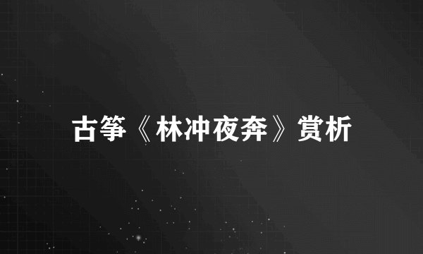 古筝《林冲夜奔》赏析