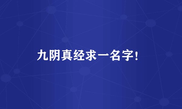 九阴真经求一名字！