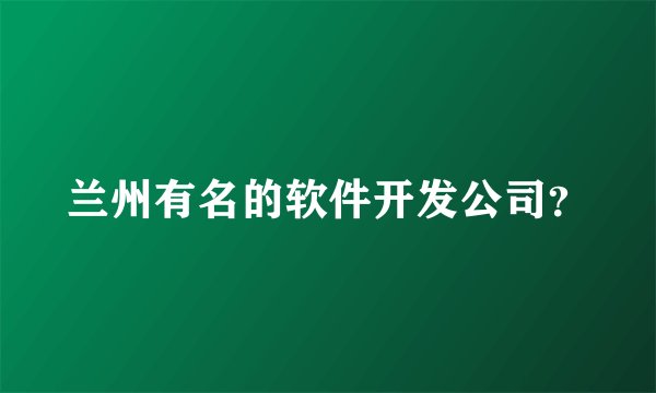 兰州有名的软件开发公司？