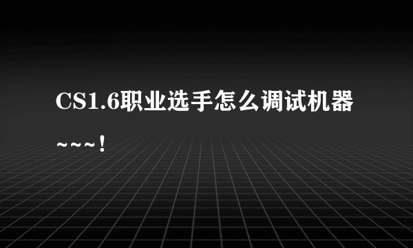 CS1.6职业选手怎么调试机器~~~！