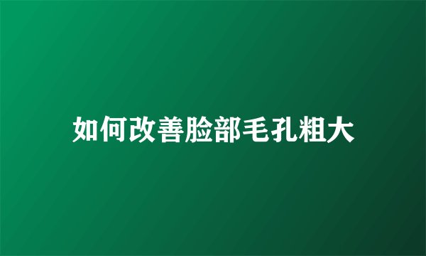 如何改善脸部毛孔粗大