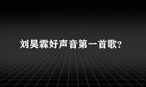刘昊霖好声音第一首歌？