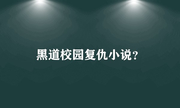 黑道校园复仇小说？