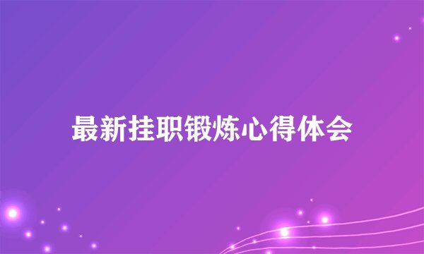 最新挂职锻炼心得体会