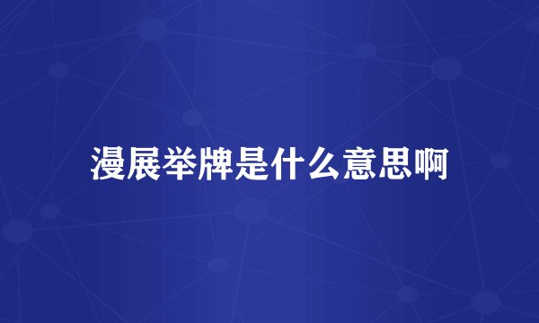 漫展举牌是什么意思啊
