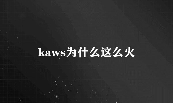kaws为什么这么火