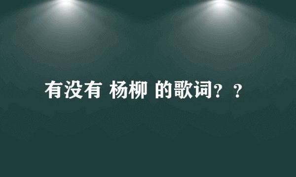 有没有 杨柳 的歌词？？