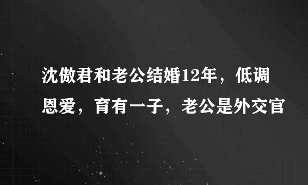 沈傲君和老公结婚12年，低调恩爱，育有一子，老公是外交官